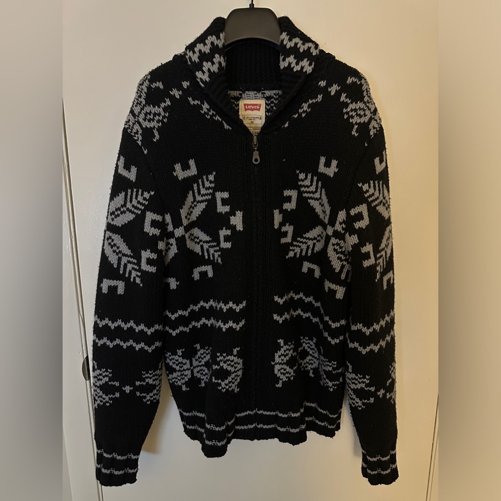 Levi’s Men’s Heavyweight Full-Zip Wool Shawl Cardigan Sweater - Medium